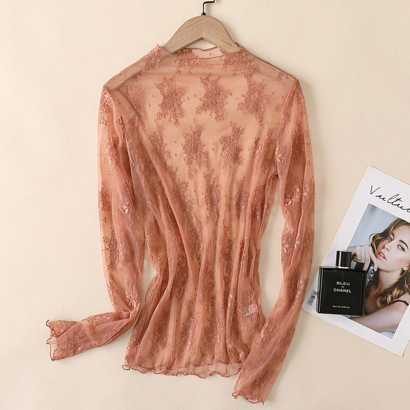 5380-Lace Mesh Top-RUST
