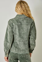 Load image into Gallery viewer, 6661- Washed Denim Peplum Jacket- GREEN

