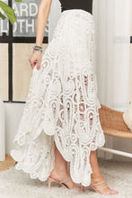 Load image into Gallery viewer, 5067-Crochet Lace High Low Maxi Skirt-WHITE
