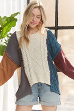 Load image into Gallery viewer, 5775-LONG Sleeves Colorblock Knit Sweater Top

