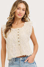 Load image into Gallery viewer, 6030-Cotton Gauze Floral Embroidery Crochet Boho Top

