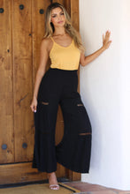 Load image into Gallery viewer, 5815-Wide Leg Pants with Lace Inserts-BLACK
