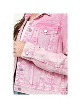 Load image into Gallery viewer, 4140-Cropped Denim Jacket with Asymmetric Seam-pink
