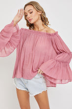 Load image into Gallery viewer, 4200-Off Shoulder Tiered Bell Sleeve-ROSE
