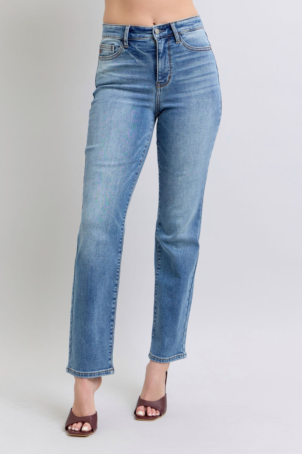 4803- JUDY BLUE-Vintage Wash Thermal Straight