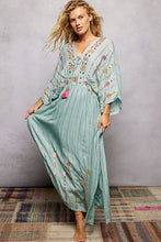 Load image into Gallery viewer, 5804- POL V-Neck Tassel Glint Embroidery Cotton Flowy Fit Maxi Dress
