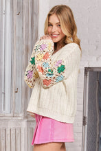 Load image into Gallery viewer, 5409-Multicolor Sleeve Knit Top-IVORY
