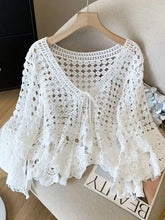 Load image into Gallery viewer, 5914- Crochet Open-Front Cardigan-WHITE- ONE SIZE
