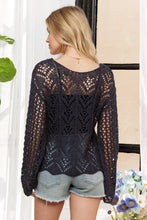 Load image into Gallery viewer, 5980-Long Sleeves Round Neck Crochet Top-NAVY

