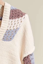 Load image into Gallery viewer, 5346-Hooded Stripe Crochet Detailed Sweater-CREAM
