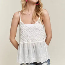 Load image into Gallery viewer, 6261- Crochet V Neck Tank Top -WHITE
