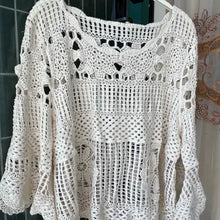 Load image into Gallery viewer, 6177- Boho Crochet Cutout Knit Top
