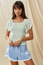 Load image into Gallery viewer, 5198-Smocked Top - -SAGE
