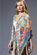 Load image into Gallery viewer, 6497-Gold Blue Mandala Viscose Kimono
