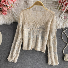 Load image into Gallery viewer, 5384-Women&#39;s Lace Sheer Cardigan Shrug-BEIGE
