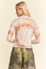 Load image into Gallery viewer, 5524-Tie Dyed Mesh Peace Studs Lettuce Hem Detail Top
