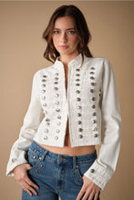 Load image into Gallery viewer, 6523- Western Military Button Twill Jacket-WHITE
