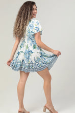 Load image into Gallery viewer, 5294-V Neck Smocked Bust Dress-SHORT SLV-BLUE
