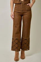 Load image into Gallery viewer, 6662- Eyelet Embroidered Denim Pants-BROWN
