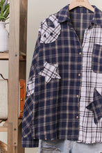 Load image into Gallery viewer, 5344-Color Block Plaid Shirt with Patch Detail
