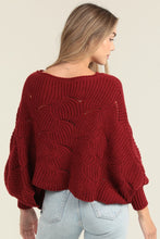 Load image into Gallery viewer, 5709-Cable Knit Pullover Bat Wing Sweater-RED
