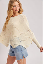 Load image into Gallery viewer, 6361- Poncho Style Dolman Sleeved Open Knit Sweater-ECRU

