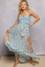 Load image into Gallery viewer, 5805- POL V-Neck Crochet Top Mirror Embroidery Tassel Viscose Dress
