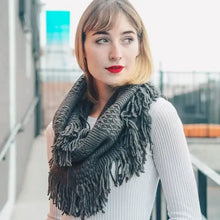 Load image into Gallery viewer, 5604-Pointelle Fringe Infinity Scarf
