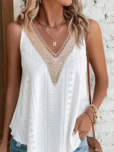 Load image into Gallery viewer, 6114- Lace Crochet Splicing V Neck Loose Fit Tank Top
