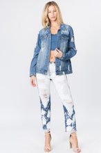 Load image into Gallery viewer, 3557-LETTER PATCHED DISTRESSED DENIM JACKET
