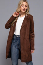 Load image into Gallery viewer, 6639- Long Sleeve Open Faux Suede Jacket-BROWN
