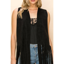 Load image into Gallery viewer, 5496-Faux Suede Long Fringe Sleeveless Vest
