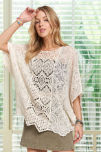 Load image into Gallery viewer, 5218-Batwing Sleeves Crochet Lace Blouse-BEIGE
