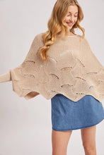 Load image into Gallery viewer, 6362- Poncho Style Dolman Sleeved Open Knit Sweater-OATMEAL

