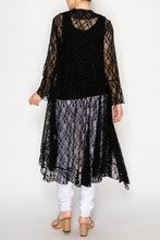 Load image into Gallery viewer, 5499-Lightweight Long Lace Cardigan with Sparkles - BLACK
