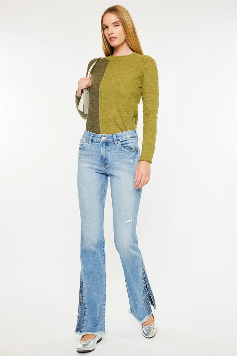 5255- KAN CAN  Two Tone Mid Rise BOOTCUT-