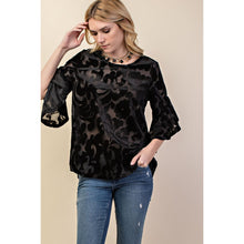 Load image into Gallery viewer, 5497-Velvet Ruffle Sleeve Knit Top-BLACK
