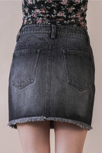 Load image into Gallery viewer, 5847-Jean Side Stud Detail Washed Denim Mini Skirt-BLACK
