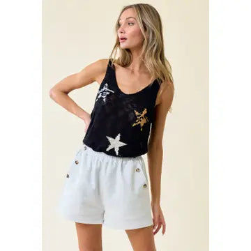 5200--Star Sweater Tank-BLACK