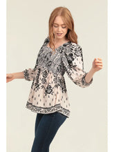 Load image into Gallery viewer, 5586-Square Neck Long Sleeve Smocked Bust Blouse-CREAM
