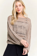 Load image into Gallery viewer, 5777-CROCHETED Open-Knit Pullover Sweater-KHAKI
