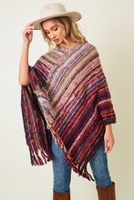 Load image into Gallery viewer, 3732-PONCHO SWEATER WITH FLUFFY YARN-RED/GREY
