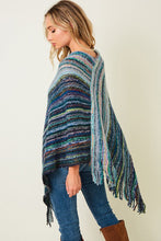 Load image into Gallery viewer, 3731-PONCHO SWEATER WITH FLUFFY YARN-BLUE
