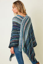 Load image into Gallery viewer, 3731-PONCHO SWEATER WITH FLUFFY YARN-BLUE
