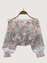 Load image into Gallery viewer, 6232- Floral Embellished Sheer Blouse
