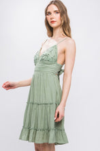 Load image into Gallery viewer, 5159-Laced Paneled Tie Back Midi Dress-MOSS
