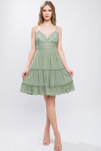 Load image into Gallery viewer, 5159-Laced Paneled Tie Back Midi Dress-MOSS
