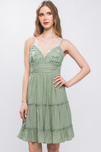 Load image into Gallery viewer, 5159-Laced Paneled Tie Back Midi Dress-MOSS
