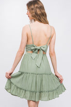 Load image into Gallery viewer, 5159-Laced Paneled Tie Back Midi Dress-MOSS
