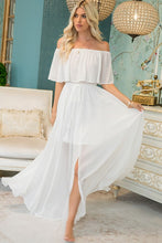 Load image into Gallery viewer, 5094-Off Shoulder Chiffon Maxi Dress-WHITE
